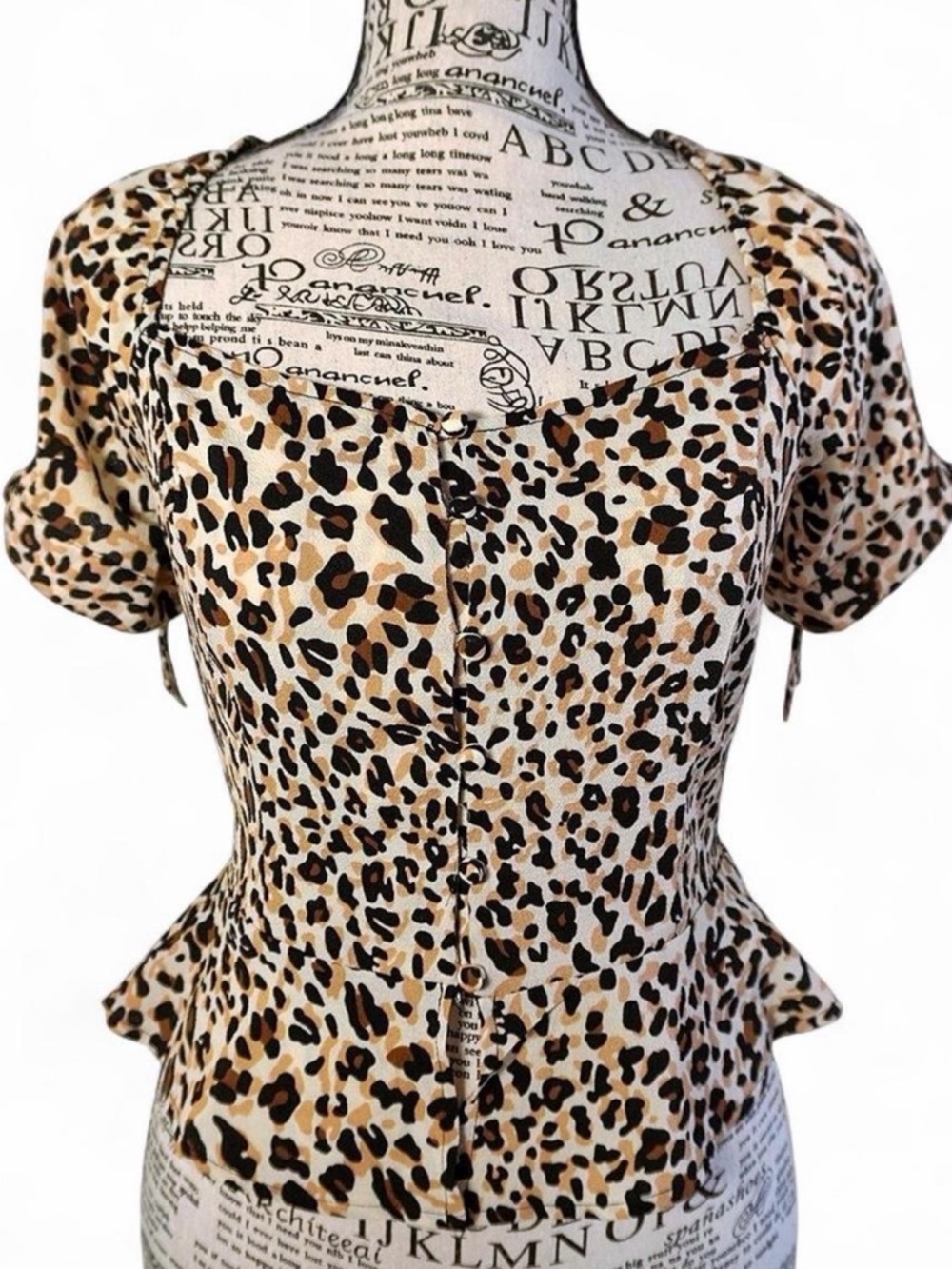 Haute Monde Leopard Print Button-Front Top - Cream, Brown & Black